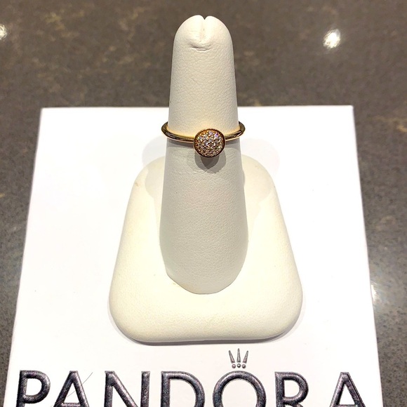 New Pandora Dazzling Droplet 14 kt Yellow Gold Ring - Picture 3 of 5